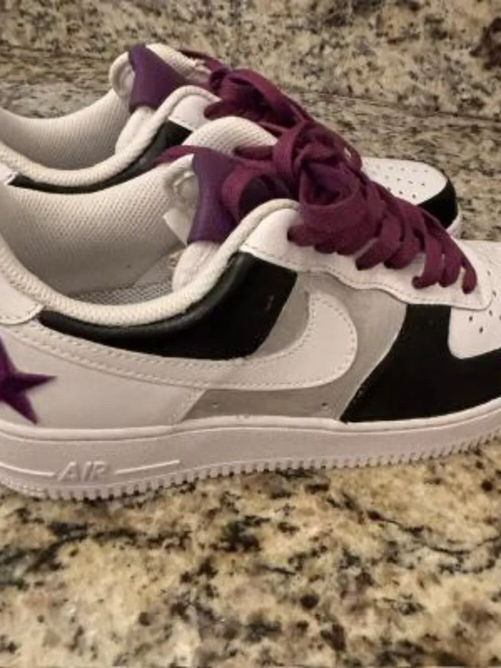 Custom Nike Air - Airforce 1 - Women's 9/Men's 7.5 - White, Purple, Silver, Blac